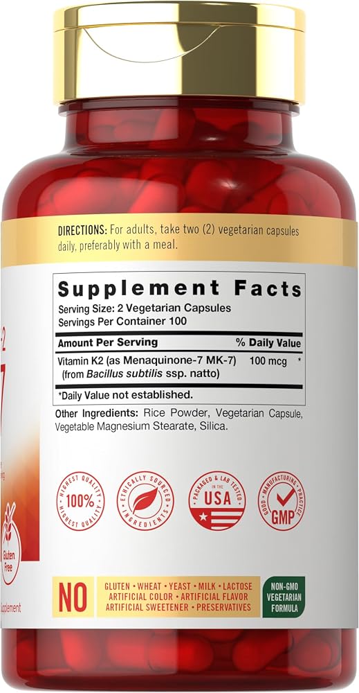 Carlyle MK-7 Vitamin K2 100 mcg - 200 Capsules - image 2
