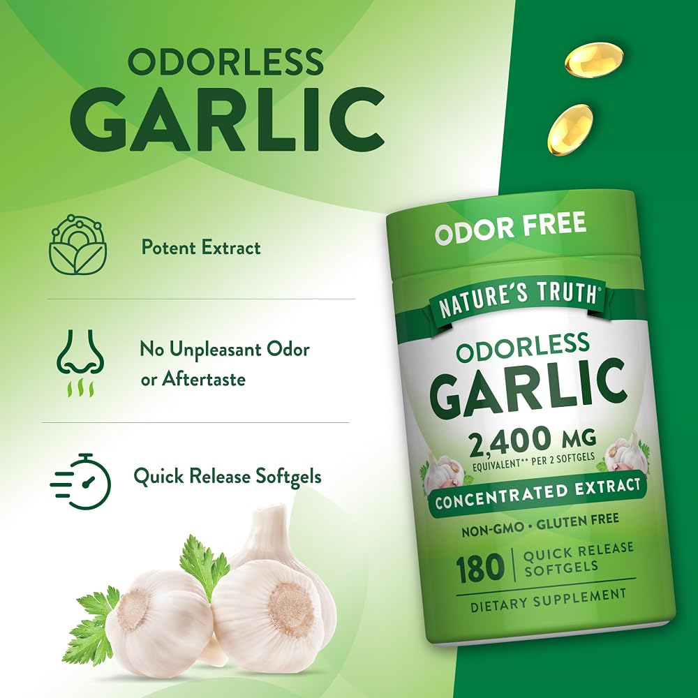 Nature's Truth Odorless Garlic Softgels - 180 Softgels - image 5