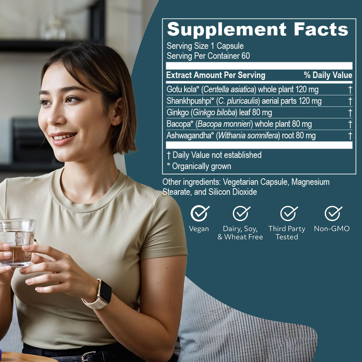 R-U VED Memoren Bacopa Monnieri Herbal Supplement - 60 Capsules - image 3