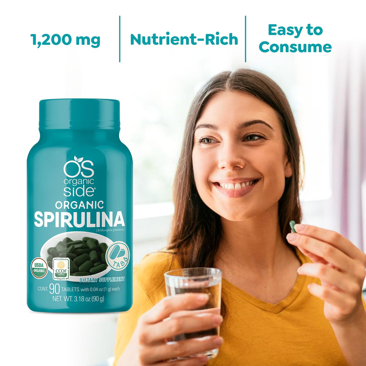 OS Organic Side Spirulina Tablets for Energy - 90 Tablets - image 6