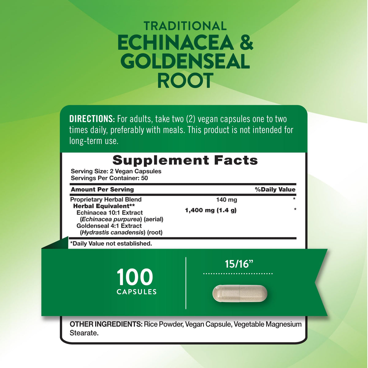 Nature's Truth Echinacea Goldenseal Capsules - 100 Count - image 2