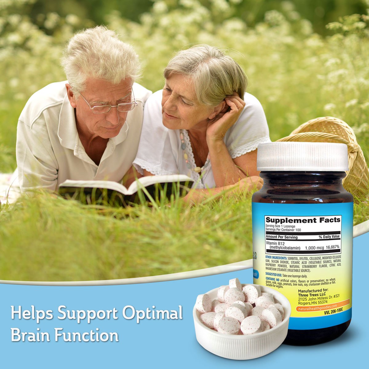 Natural Health Goodies Methyl B12 1000 mcg Bioactive Methylcobalamin - image 2