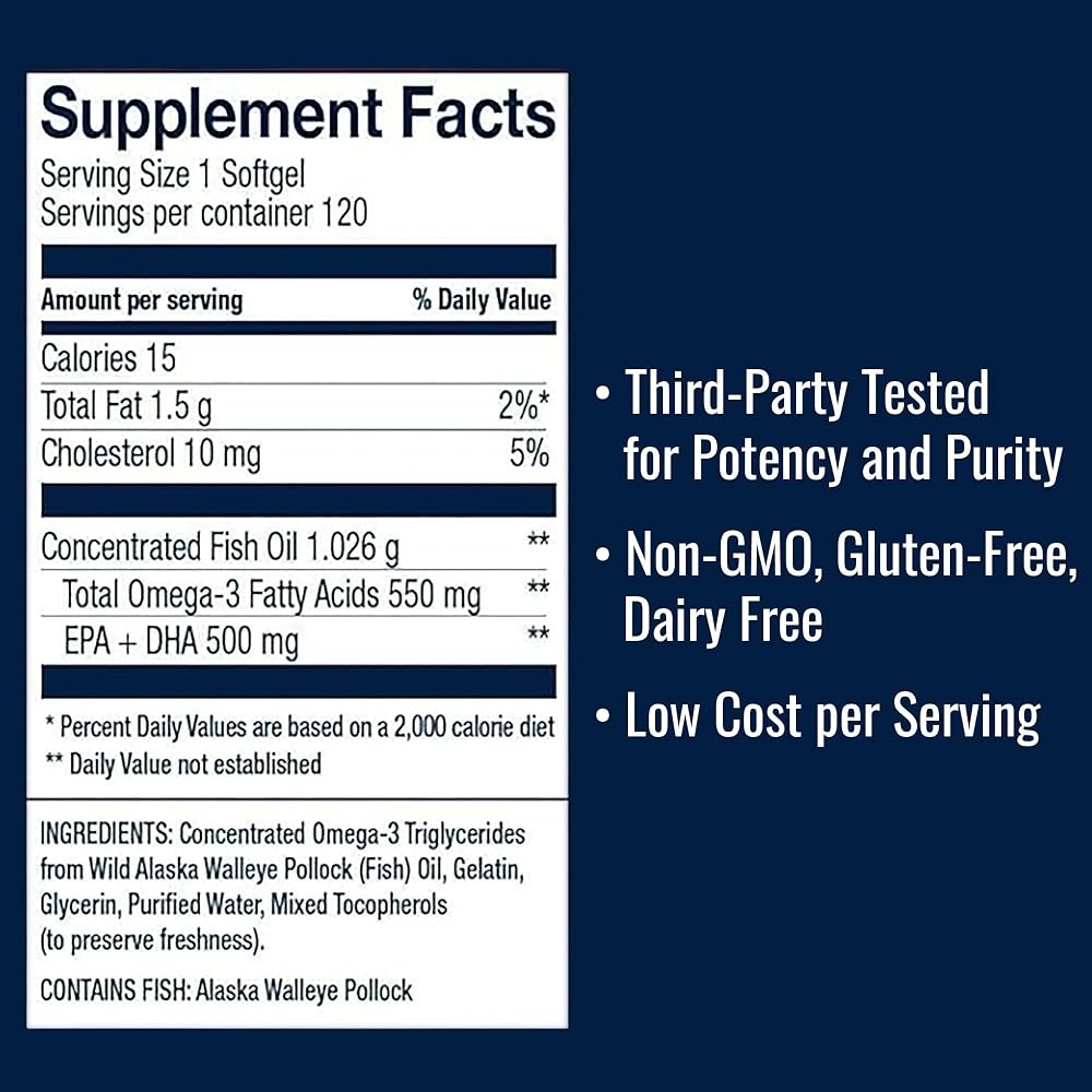AmerOmega Triglyceride Omega-3 Fish Oil for Heart Health Support