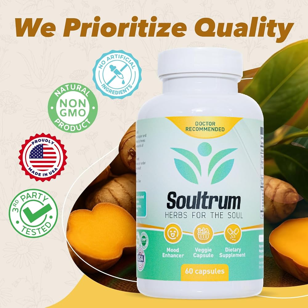 Soultrum Mood Support Supplement with Saffron & Ashwagandha - 60 Capsules - image 5