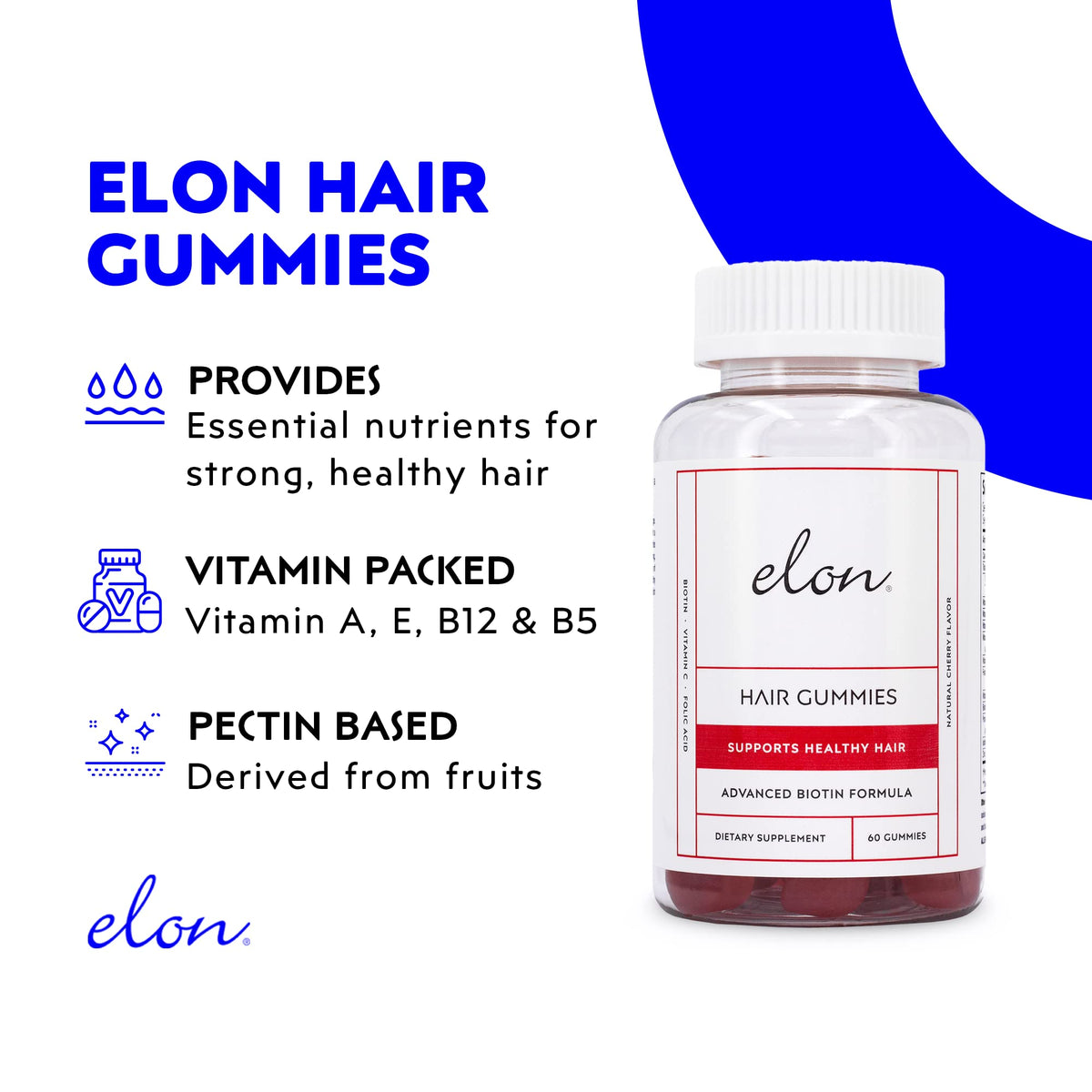 Elon Biotin 5000mcg Gummies for Hair Growth - 60 Count - image 2