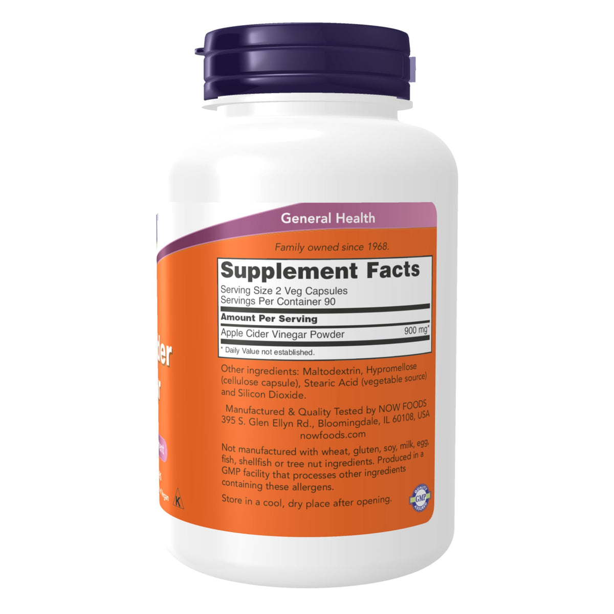 NOW Supplements Apple Cider Vinegar 450 mg - 180 Capsules - image 2