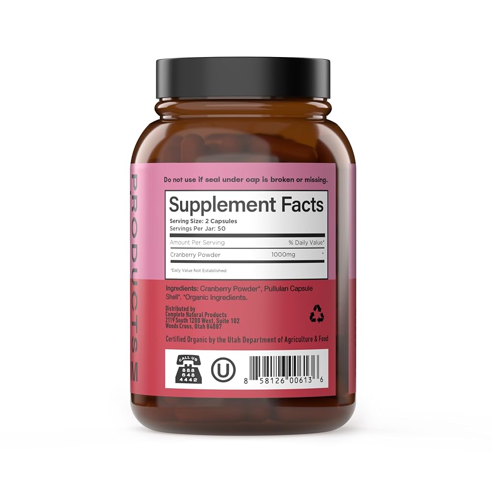 Complete Natural Products Organic Cranberry 500mg Capsules - 100 Count - image 4