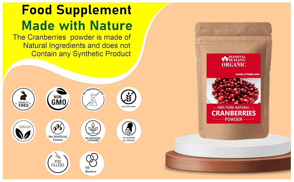 Blessfull Healing Organic Cranberries Powder 100% Pure Natural 200
