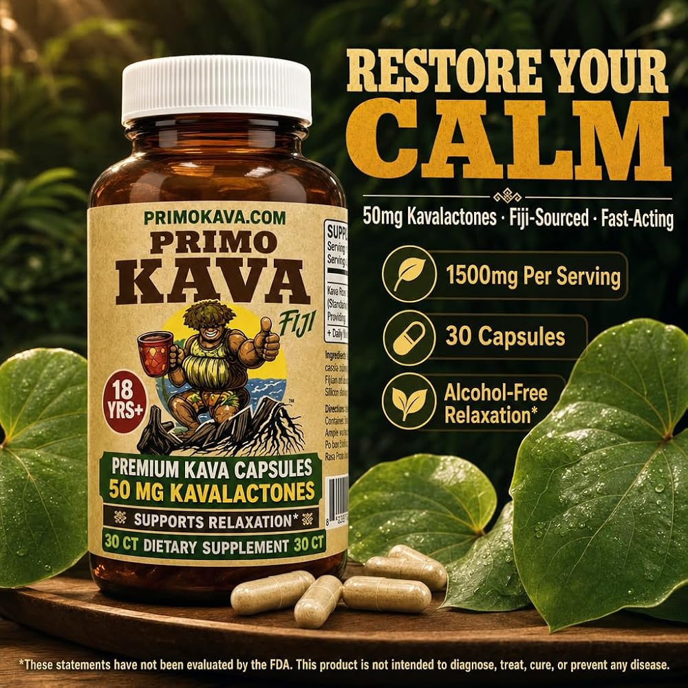 PRIMO KAVA Kava Capsules 50mg Calm and Relaxation - 30 Count - image 2