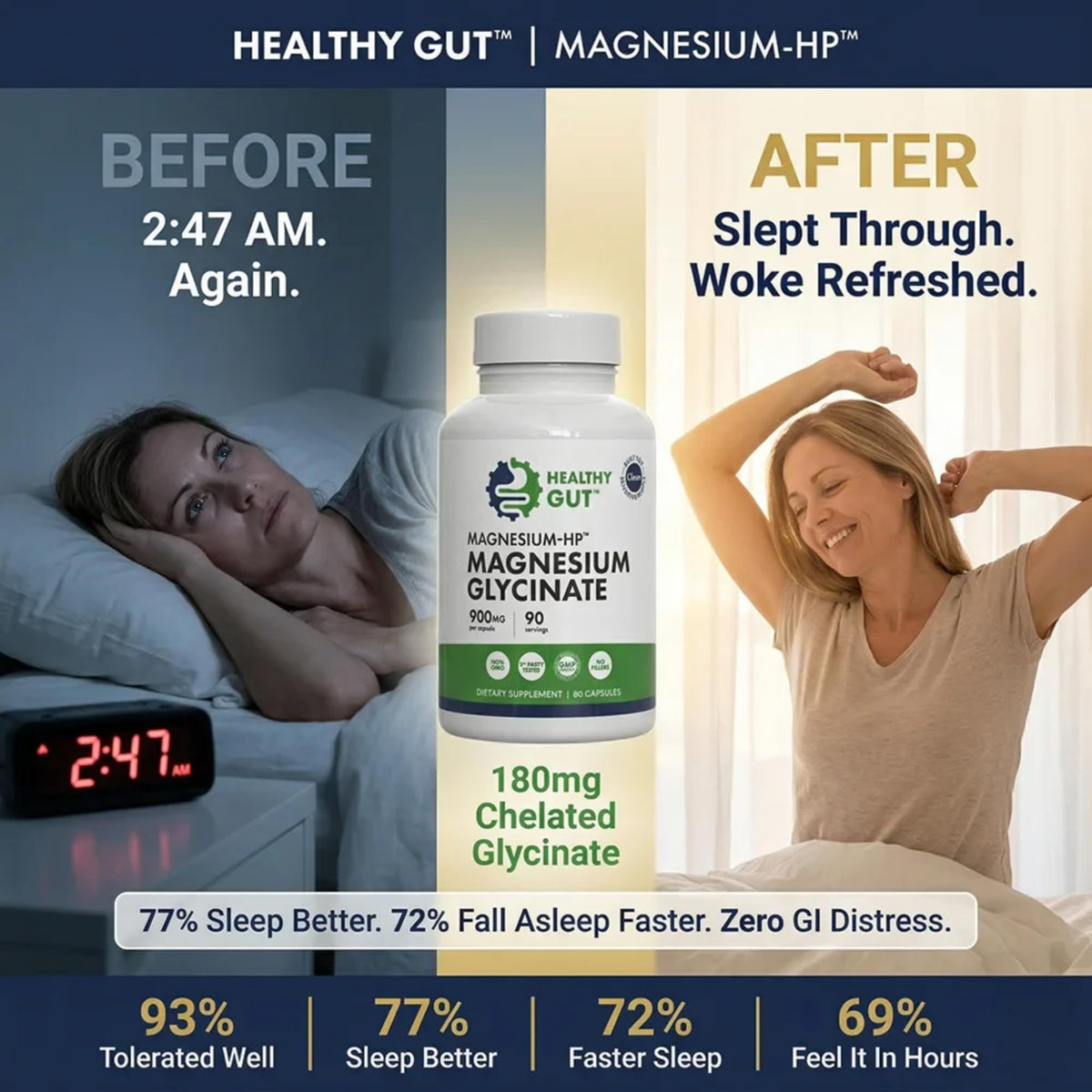 Healthy Gut Magnesium Glycinate - 90 Capsules - image 4