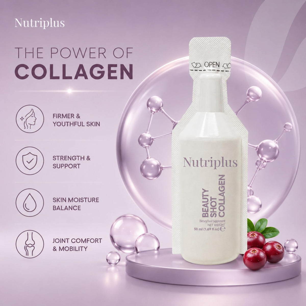 FARMASi Nutriplus Beauty Shot Collagen Cranberry - 20.29 fl oz - image 3