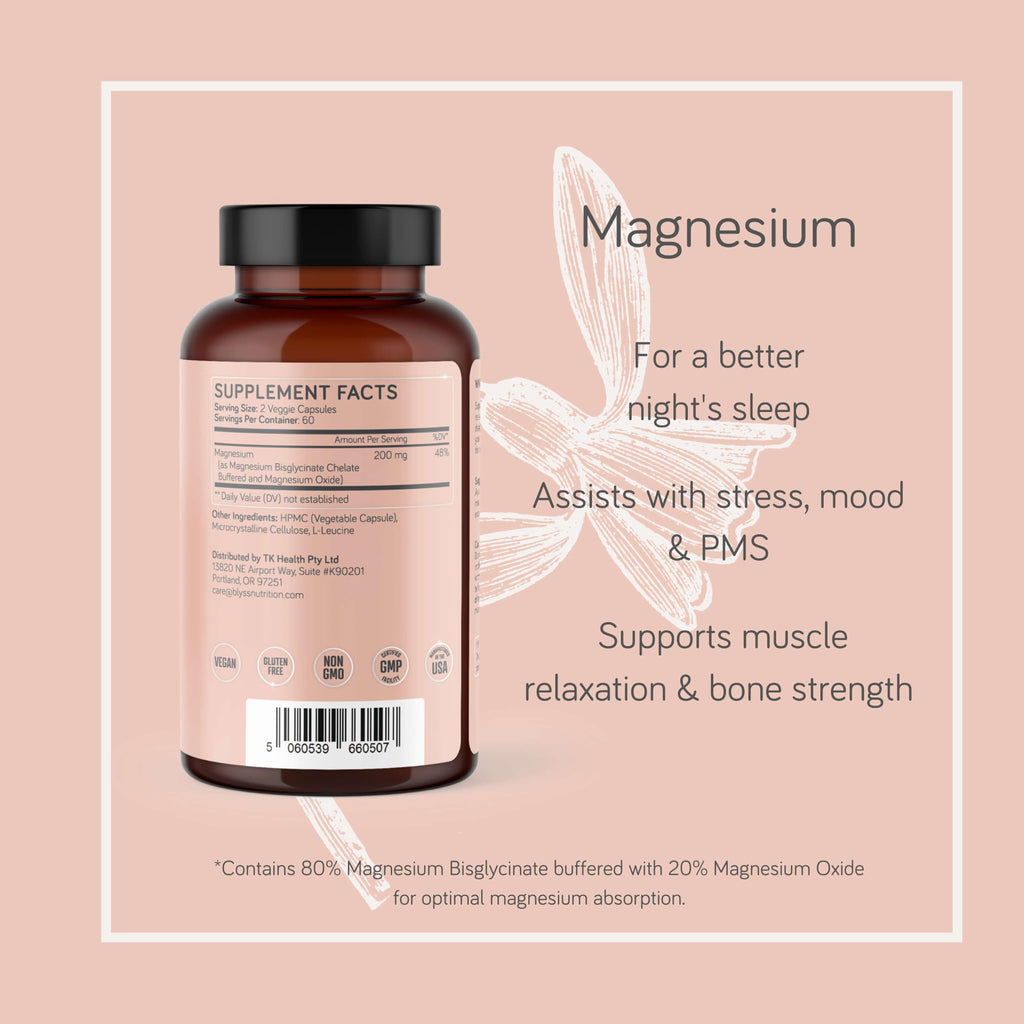 BLYSS Nutrition Magnesium Bisglycinate 200mg Capsules for Sleep & Mood - image 3
