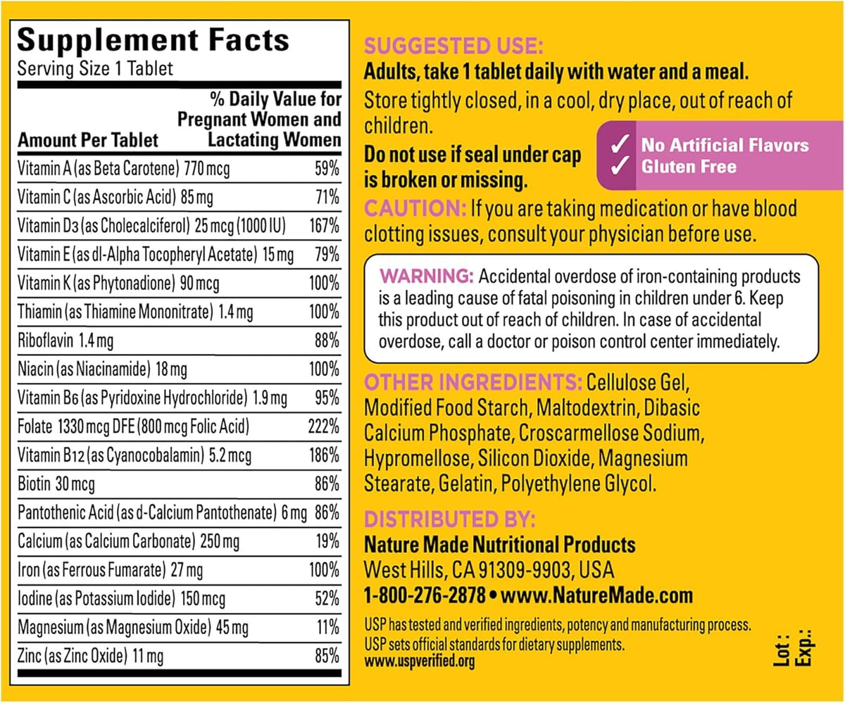 Nature Made Prenatal Multi with Folic Acid - 270 Tablets - image 5