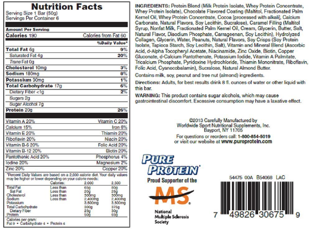 Pure Protein Chocolate Peanut Caramel Bar - 6 Count - image 2