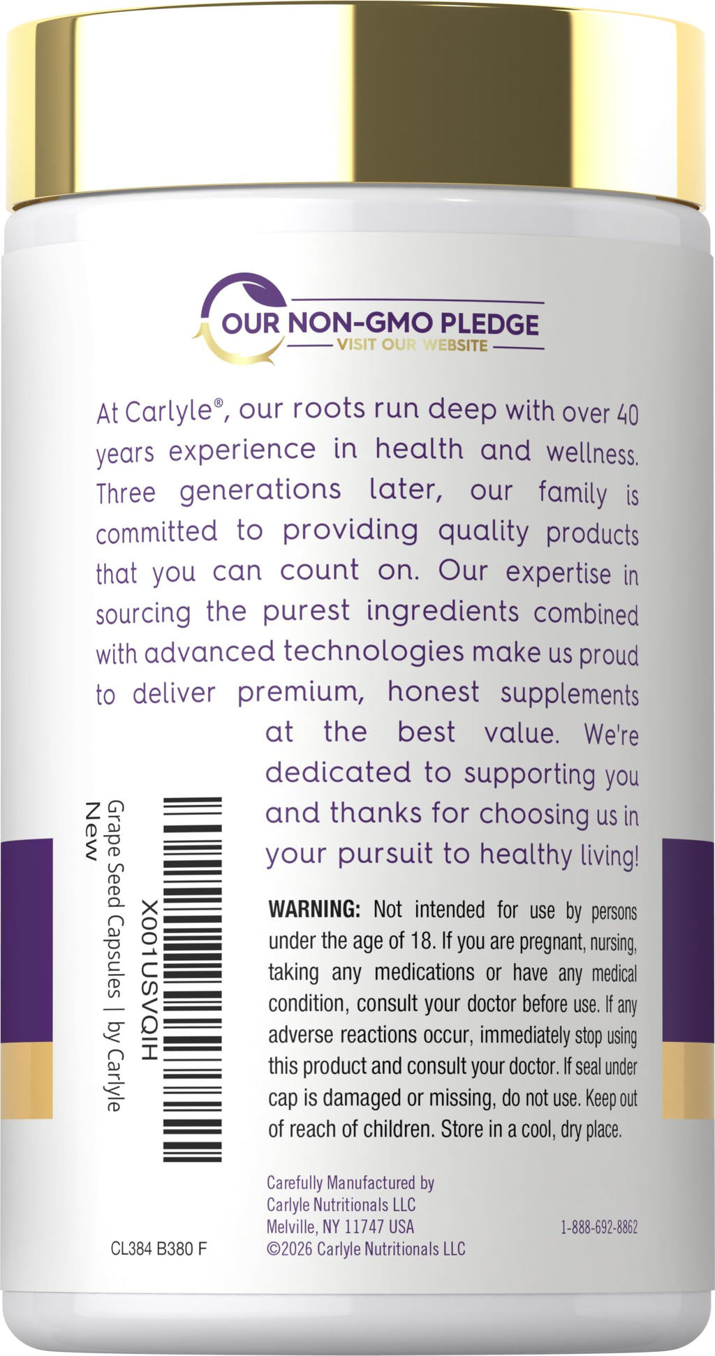 Carlyle Grape Seed Extract Supplement - 240 Capsules - image 3