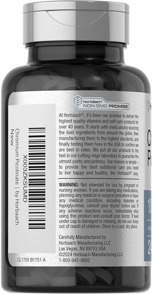 Horbäach Chromium Picolinate 1000mcg - 240 Tablets - image 3