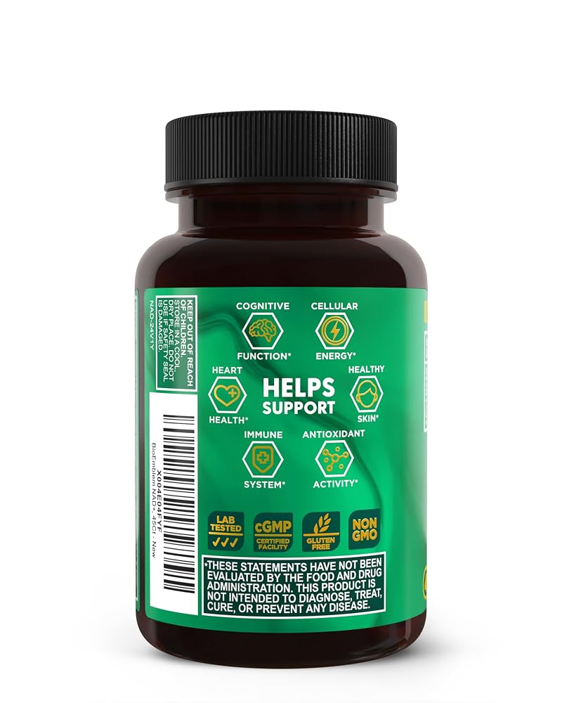 BioEmblem NAD+ 300mg Nicotinamide Riboside with CoQ10 - 45 Capsules - image 7