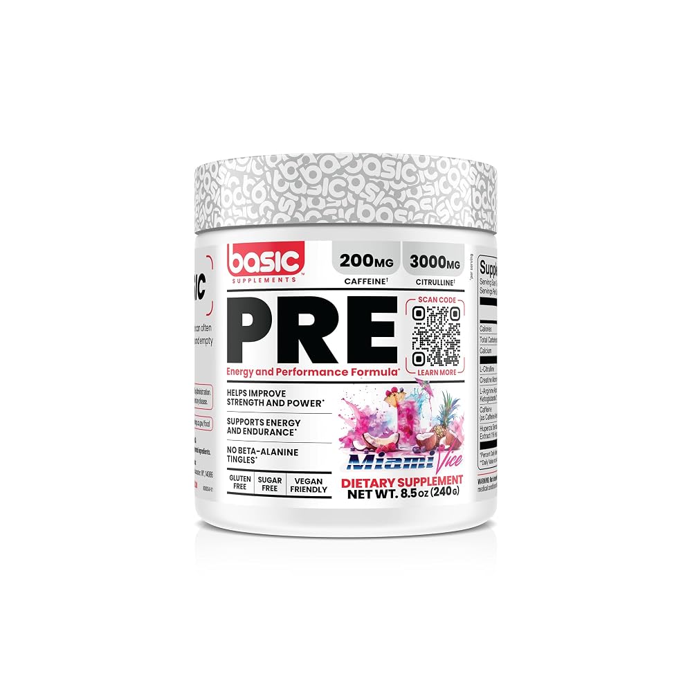 Basic Supplements Pre-Workout with 200mg Caffeine and 3000mg