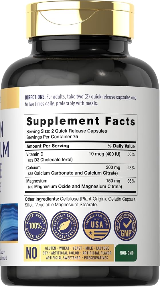 Carlyle Calcium Magnesium Citrate with Vitamin D3 - 150 Capsules - image 2