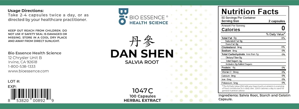 Bio Essence Health Science Dan Shen Extract 5:1 - 100 Capsules - image 2