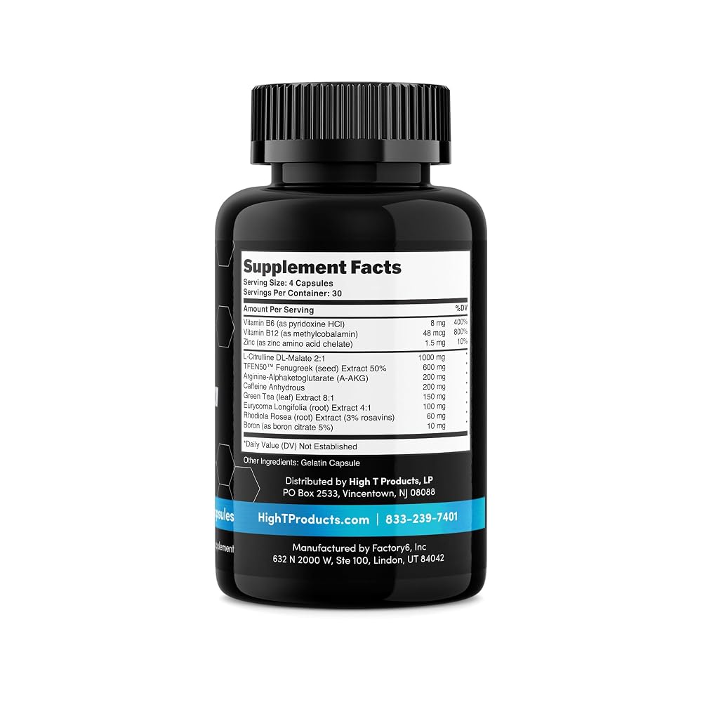 HI-T High T Black Testosterone Booster for Men - 120 Capsules - image 2