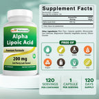 Best Naturals Alpha Lipoic Acid 200 Mg 120 Capsules