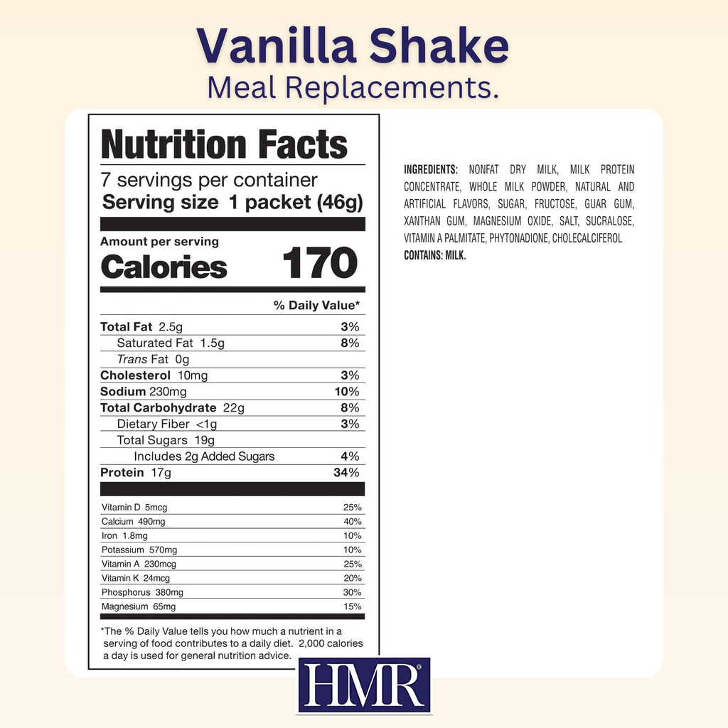 HMR 800 Meal Replacement Shake Mix, 17g Protein, 18 Servings