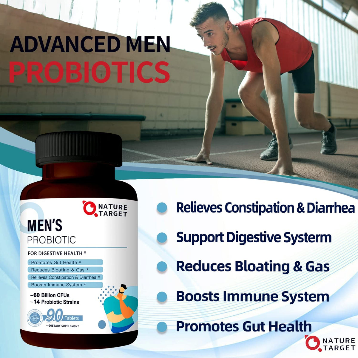 NATURE TARGET Probiotics for Men 60 Billion CFU - 90 Vegetarian Capsules - image 6