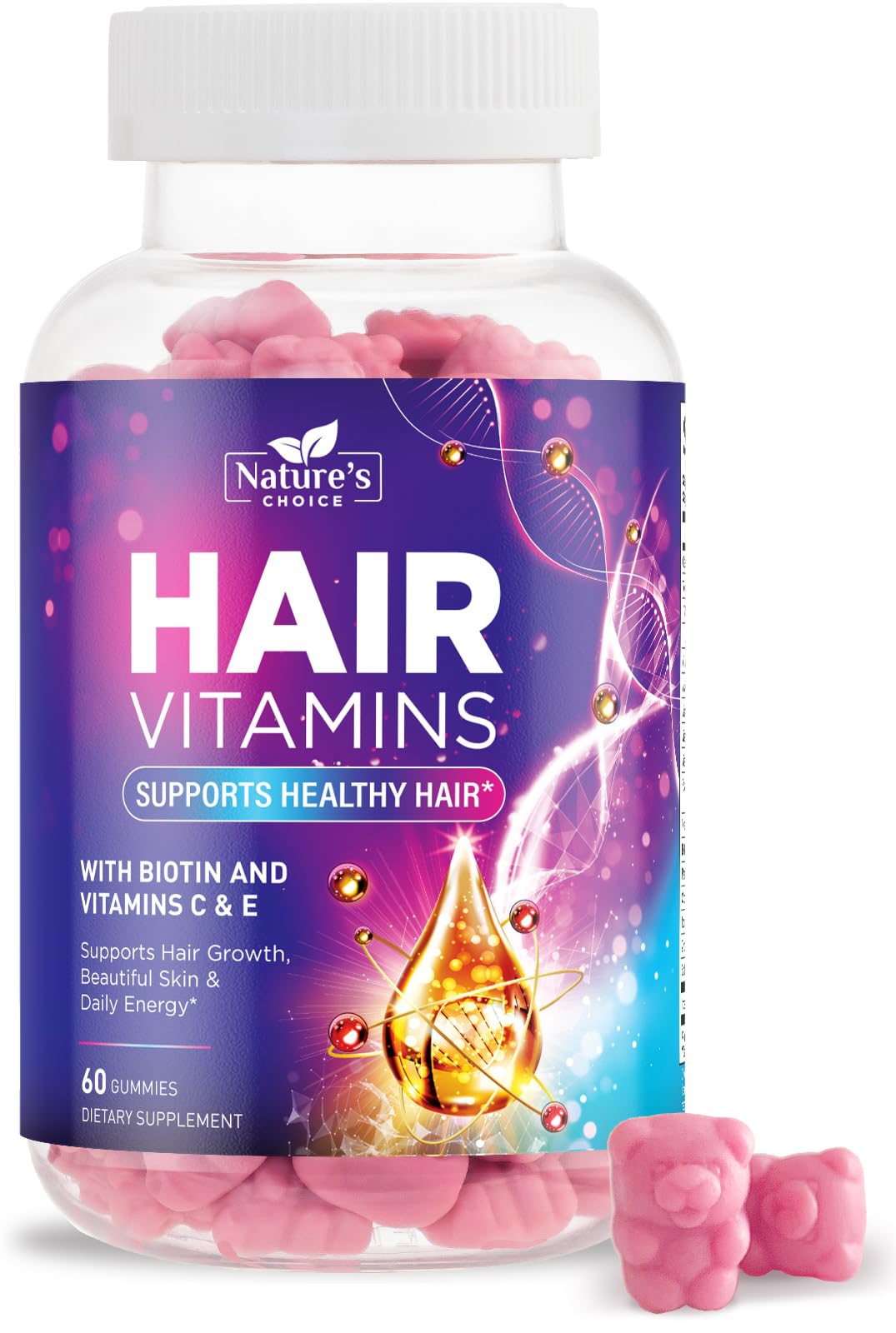 Nature's Choice Hair Vitamins Gummies with Biotin 5000 mcg - 60 Gummies