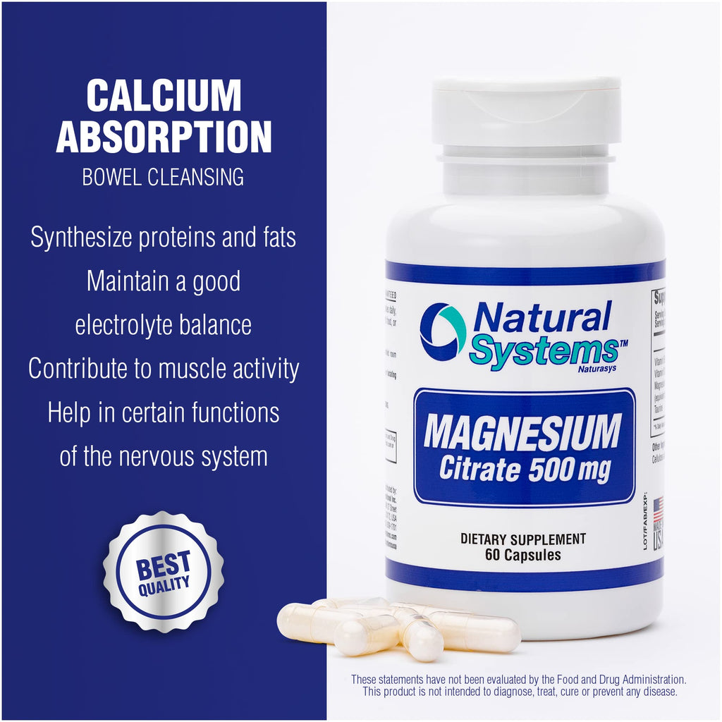 Natural Systems Magnesium Citrate 500mg - 60 Capsules - image 7