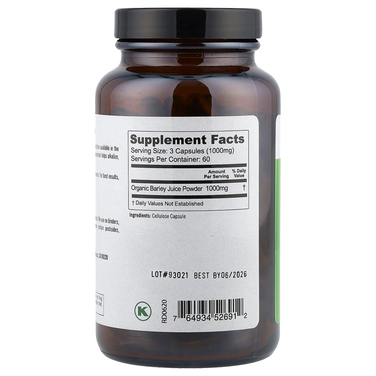 Pure Planet Just Barley Organic Supplement - 180 Capsules - image 2