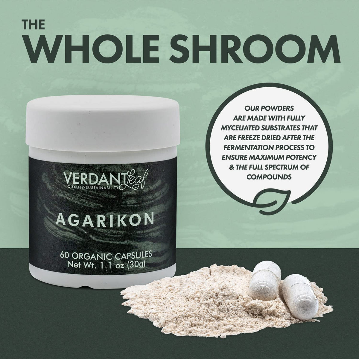 MORILIAR Verdant Leaf Organic Agarikon Mushroom Capsules - 60 Capsules - image 2