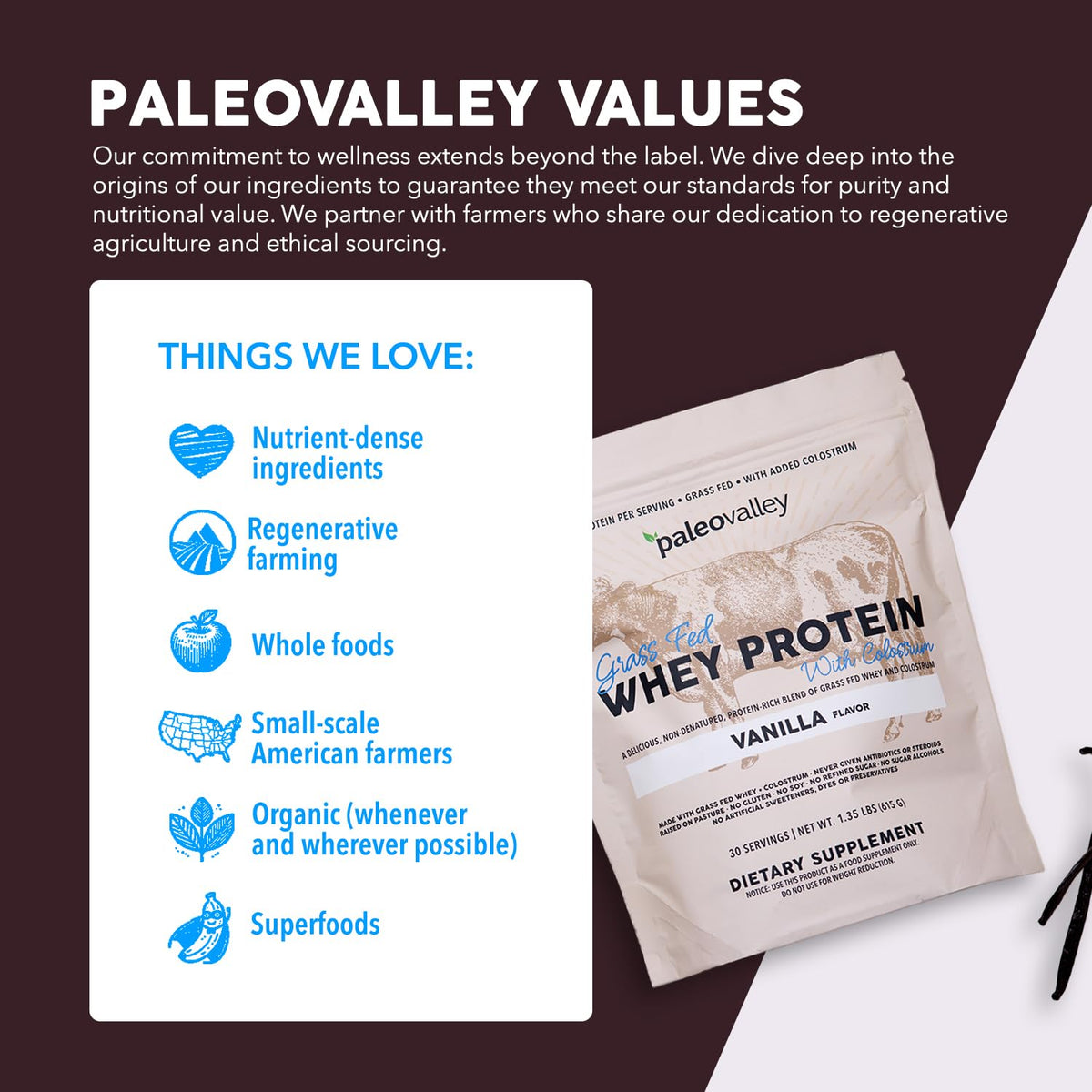Paleovalley 100% Grassfed Whey Protein Powder with Colostrum
