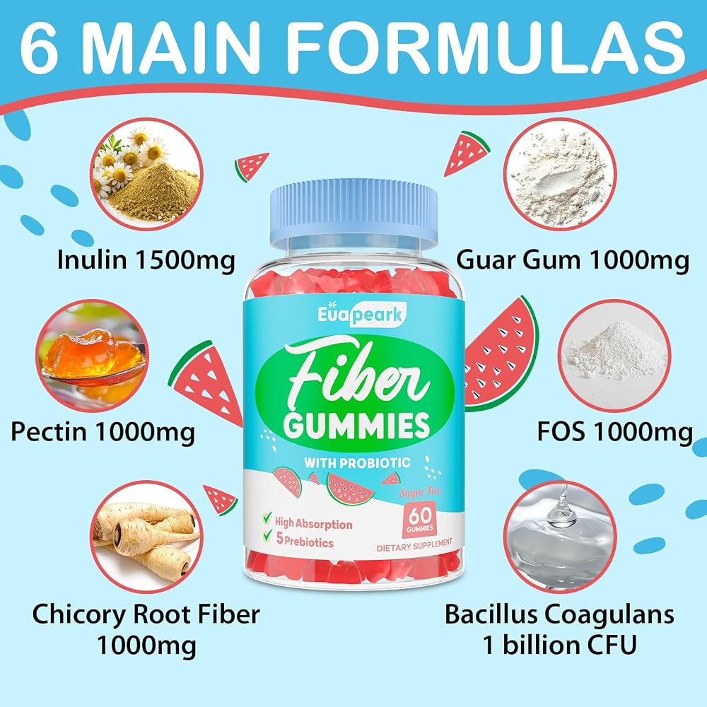 Euapeark 5G Fiber Gummies for Adults, Sugar Free - 120 Count - image 5