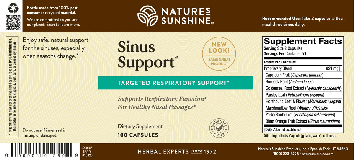 Nature's Sunshine Sinus Support EF Herbal Supplement - 100 Vegetarian Capsules - image 6