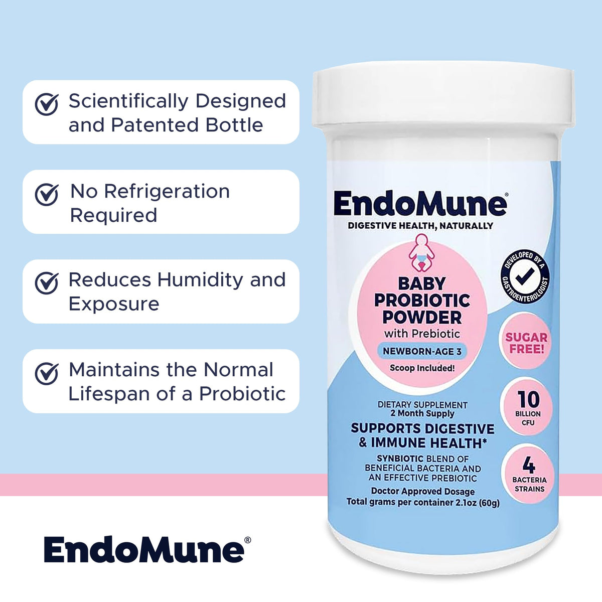 Endomune Jr Advanced Probiotic Powder for Infants - 2.1 oz - image 4