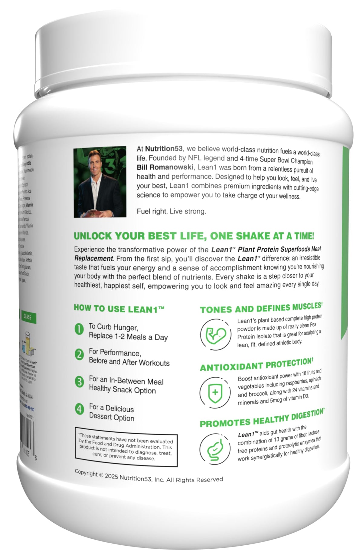 LEAN1 Plant-Based Protein Powder Meal Replacement Banana - 15 Servings - image 5