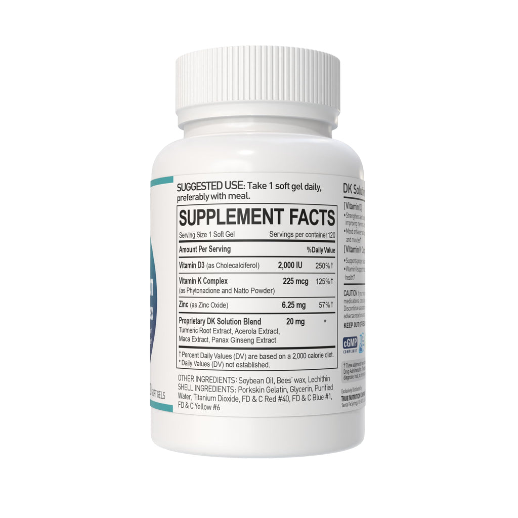 NANOWELL Vitamin D3 with K2 Softgels, 120 Count, 2000 IU 50 mcg