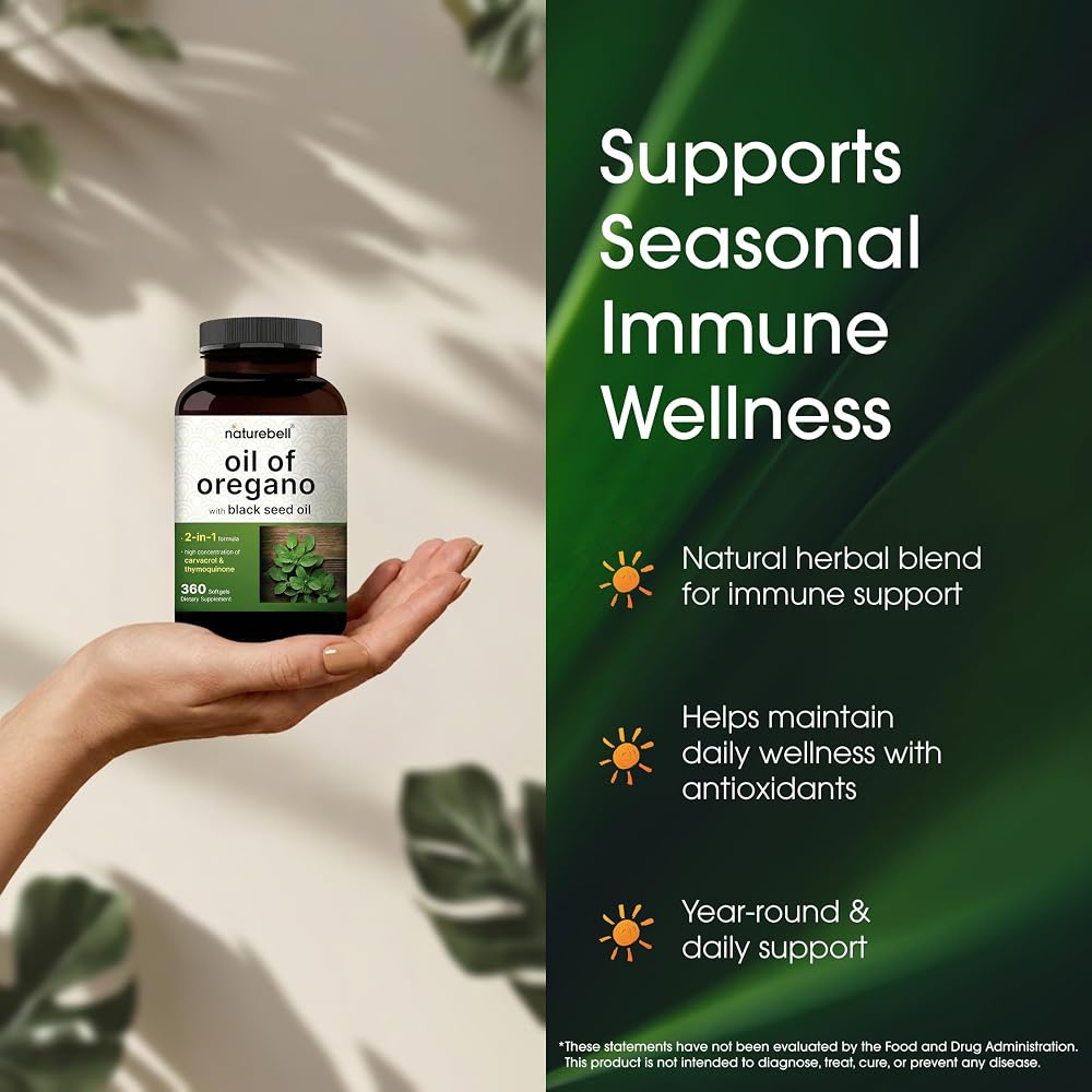 NatureBell Oil of Oregano with Black Seed Oil - 360 Softgels - image 4