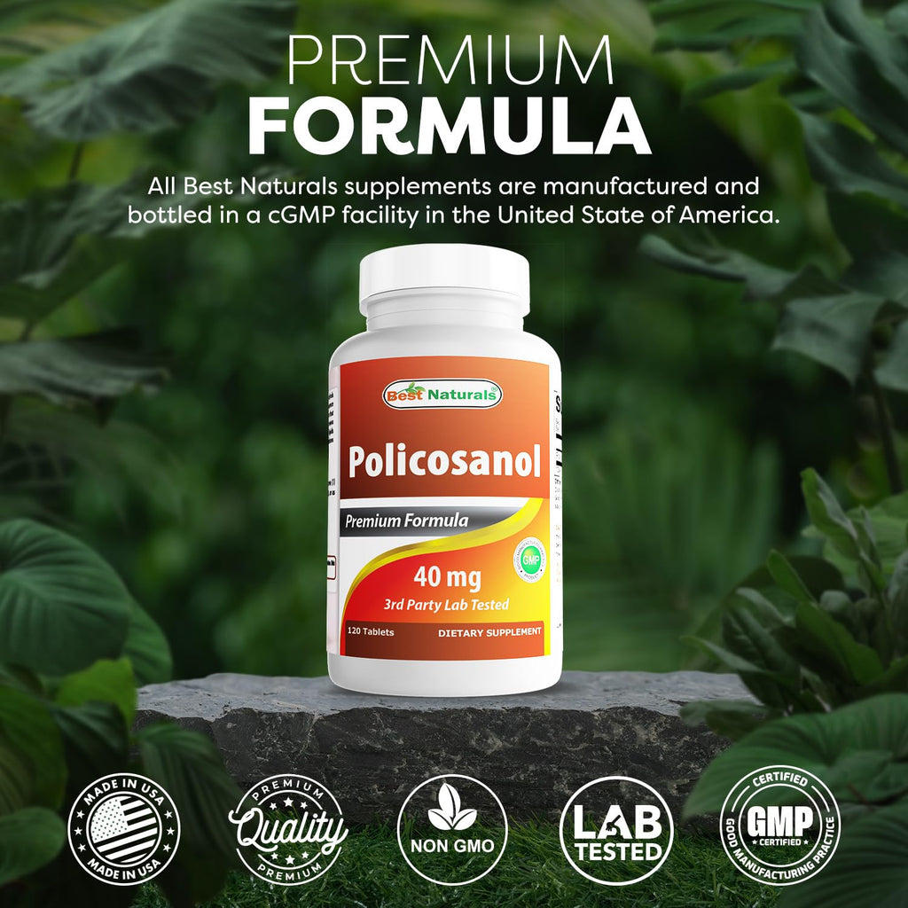 Best Naturals Policosanol 40mg Cardiovascular Support - 120 Tablets - image 5