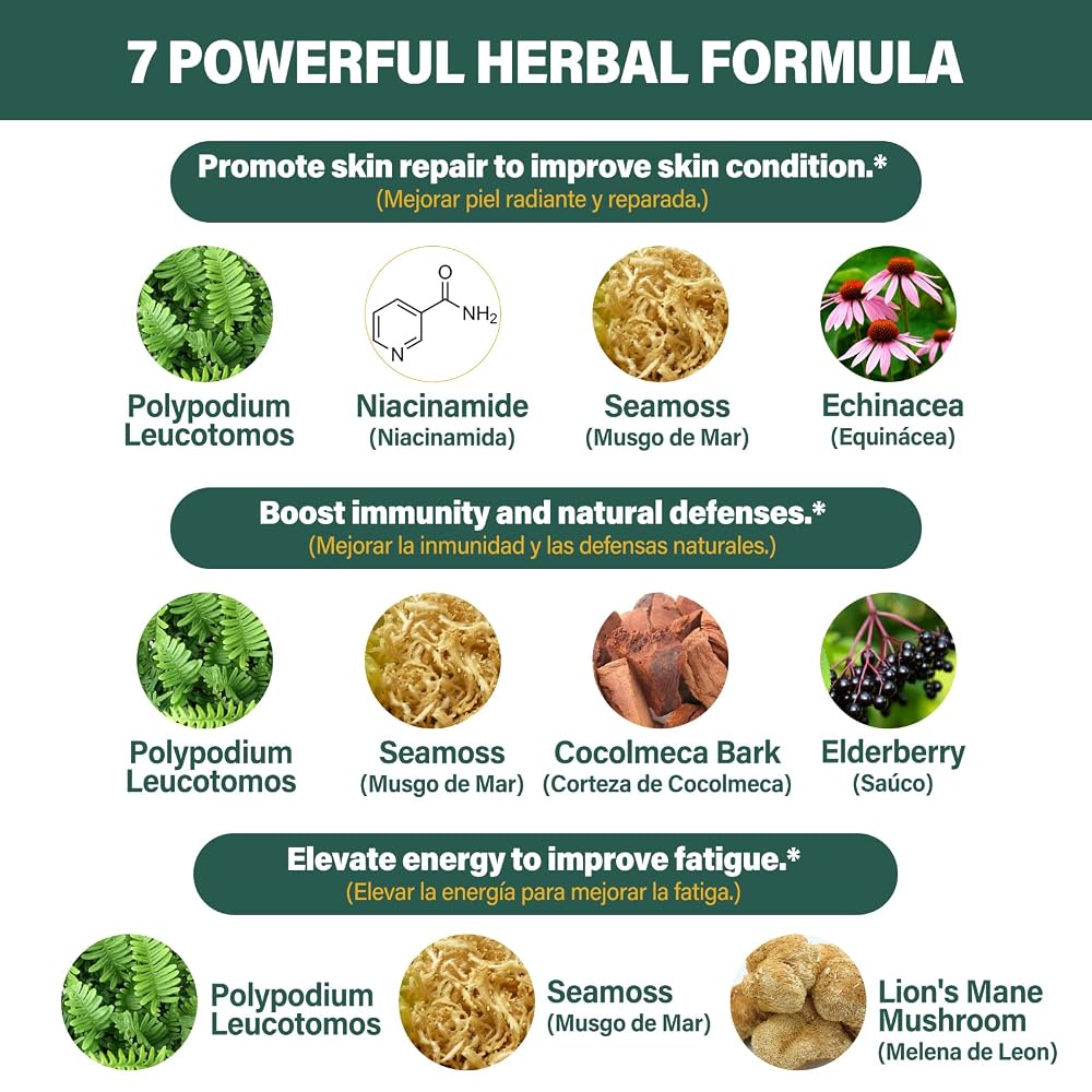 Fuenvegtal Polypodium Leucotomos Gummies Skin & Immune Support - 60 Gummies - image 4