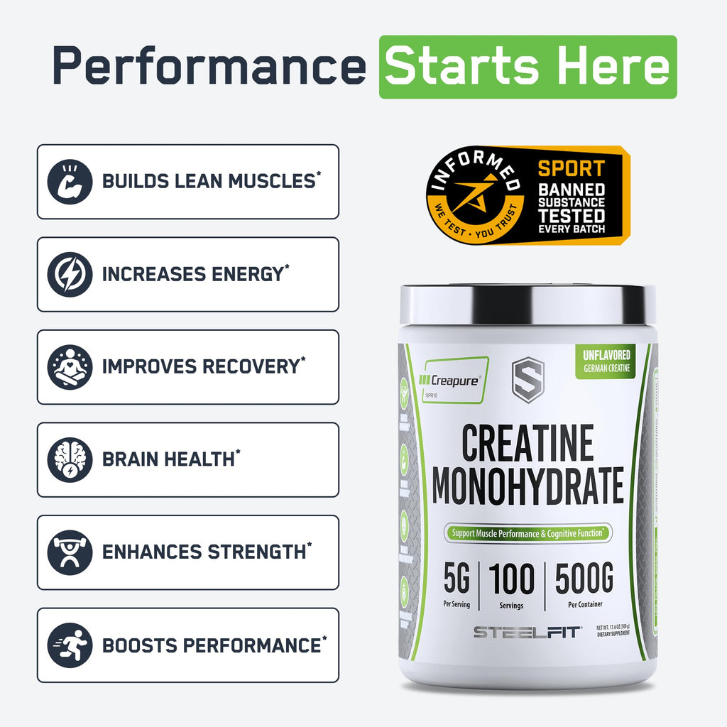 SteelFit Creapure Pure Creatine Monohydrate Powder