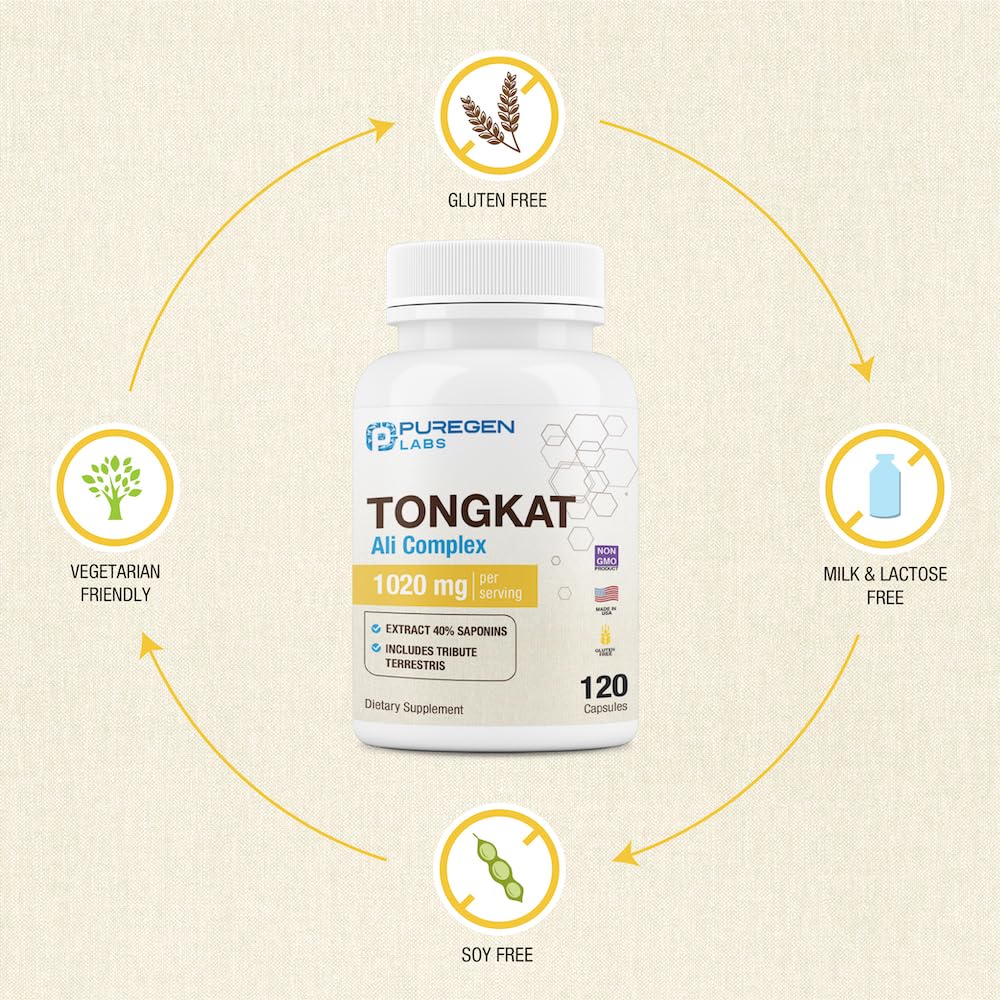 Puregen Labs Tongkat Ali Extract 200:1 Men's Health Support - 240 Capsules - image 4