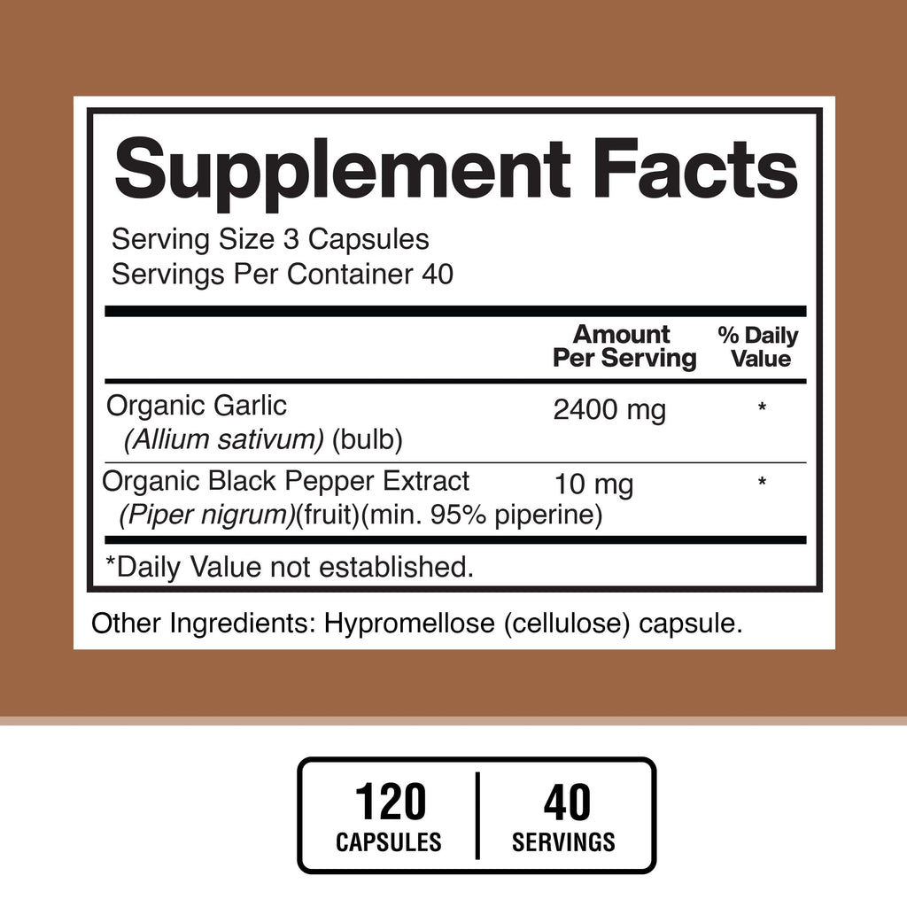 American Standard Supplements Garlic 2400mg with Black Pepper - 120 Capsules - image 3