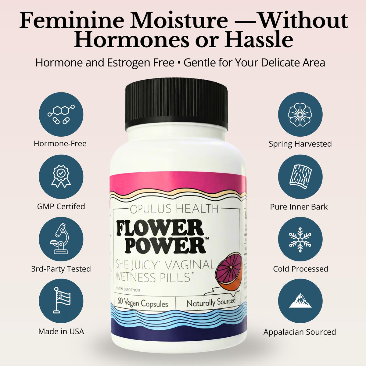 Flower Power She Juicy Vaginal Moisture Support Capsules - 60 Count - image 2