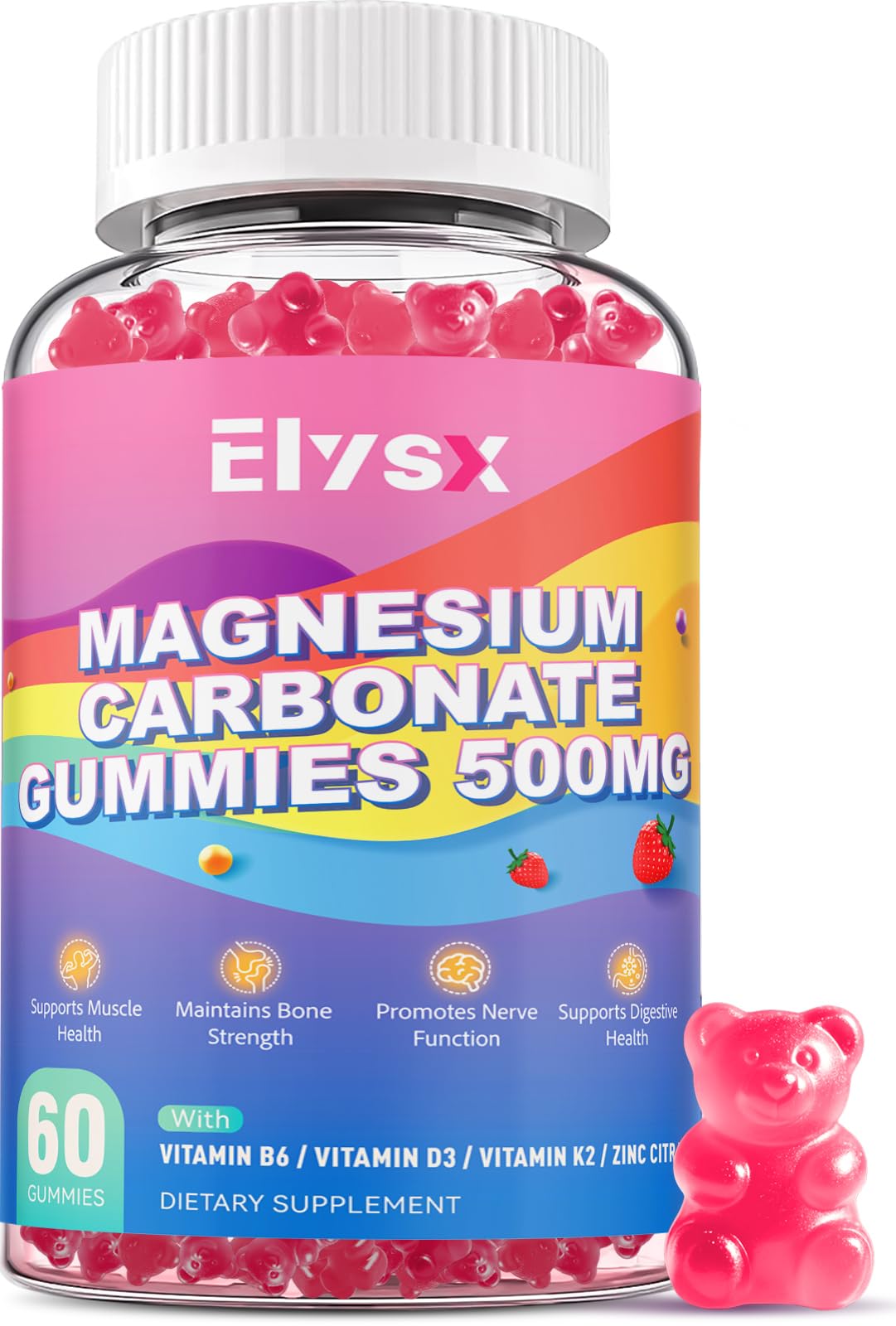 Elysx Magnesium Carbonate 500mg Gummies - 60 Gummies