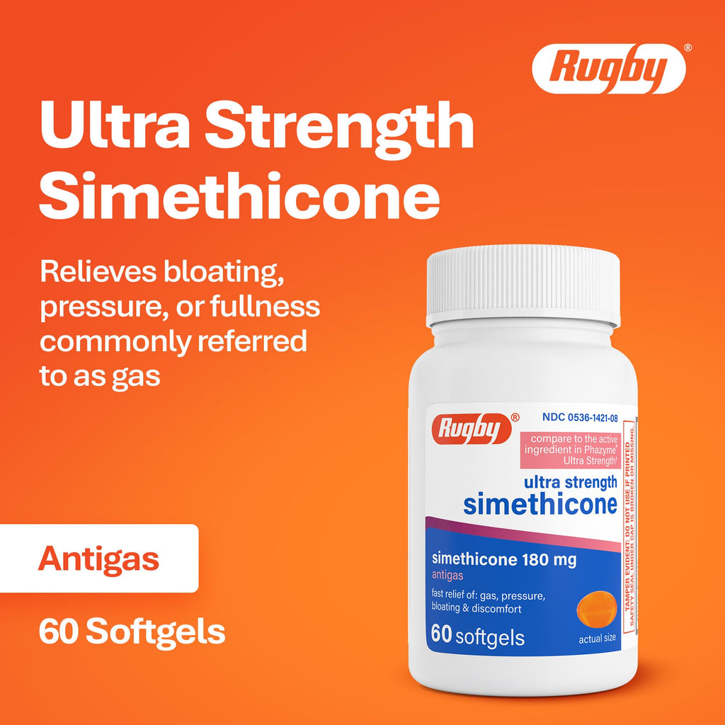 Rugby Ultra Strength Simethicone Gas Relief 180 mg - 60 Softgels - image 3