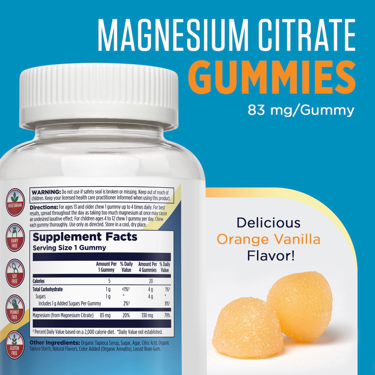 KAL Magnesium Citrate Gummies Orange Vanilla - 60 Gummies - image 2