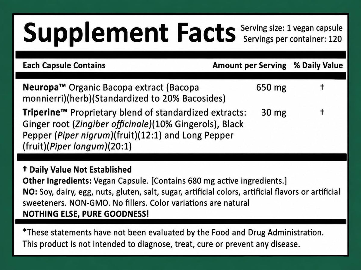 Harmony Nutraceuticals Neuropa Bacopa Supreme - 120 Vegan Capsules - image 2