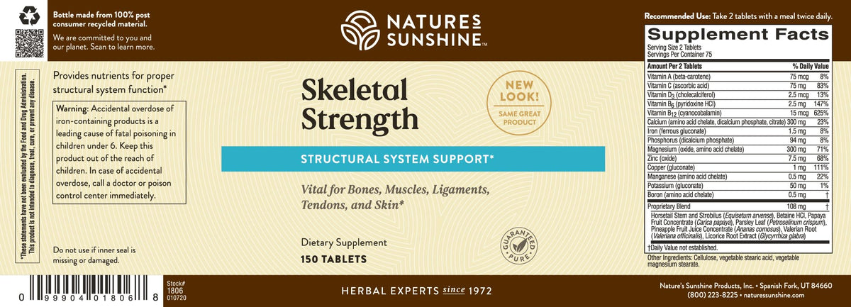 Nature's Sunshine Skeletal Strength Bone Health - 150 Tablets - image 4